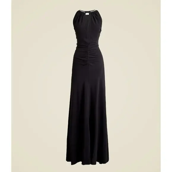 J.Crew Collection Full Length Embellished Ruched Dress Black Formal US 14 NWT - Picture 5 of 15